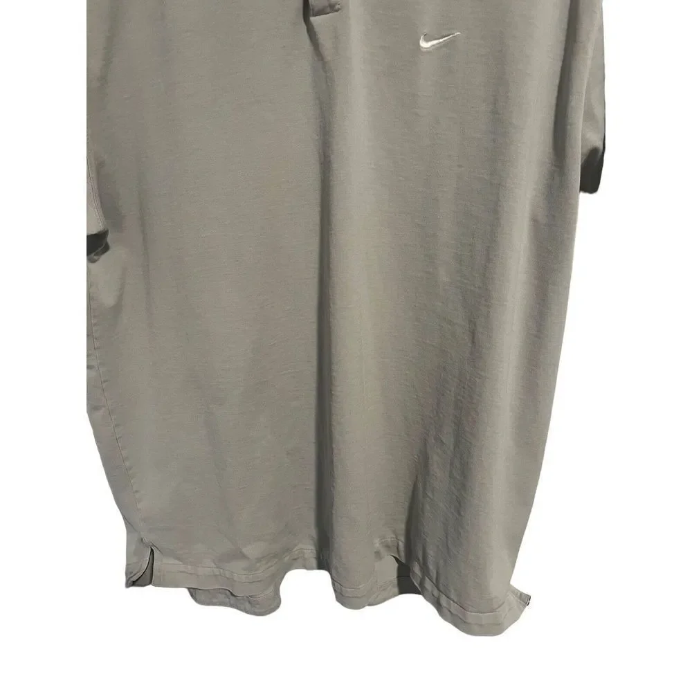 Nike Mens Polo Shirt Extra Large Gray White Logo Cotton
